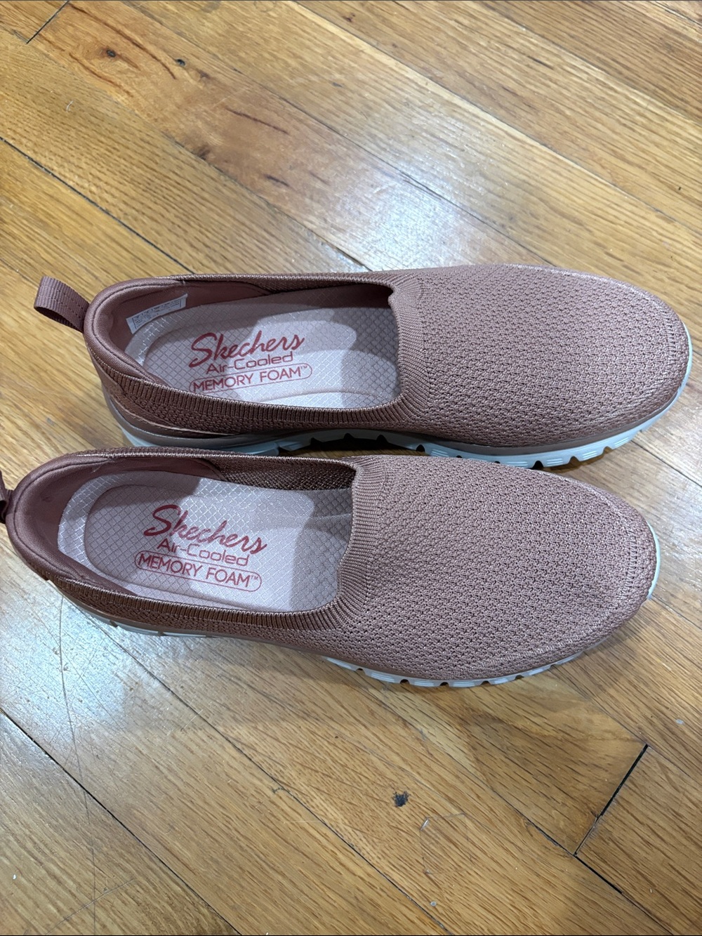 Skechers Slip-On Memory Foam Flats in Dusty Rose Knit